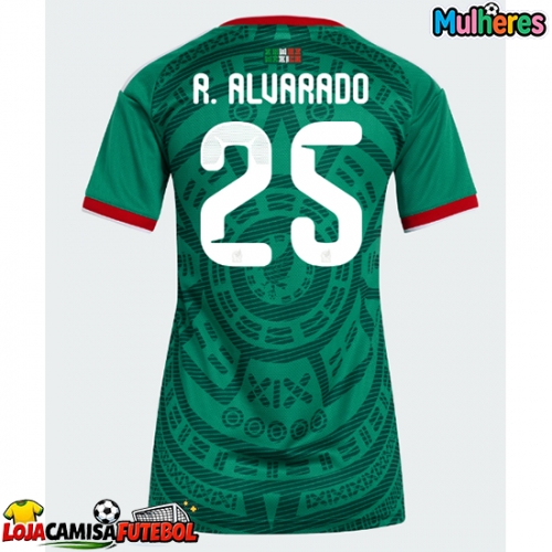 Camisa de Futebol México Roberto Alvarado #25 Equipamento Principal Mulheres Mundo 2026 Manga Curta